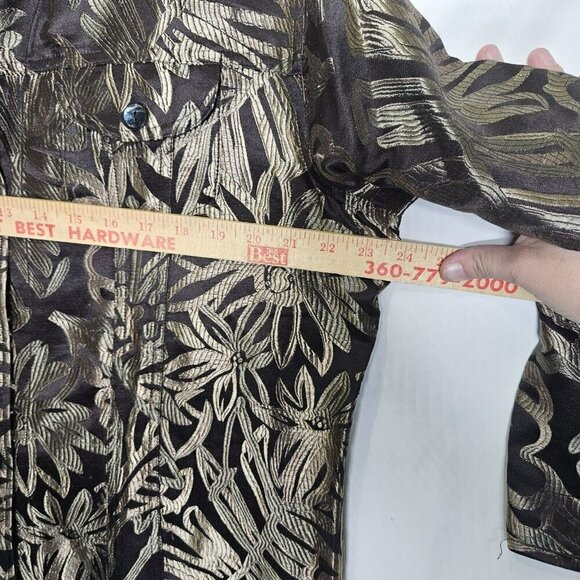 Chico's Women's Jacket Size 3 L Floral‎ Silk Rayon Brown Long Sleeve Classic - Picture 12 of 15